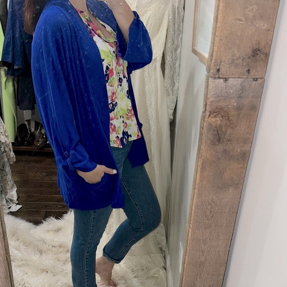 Rafaella Royal Blue Knit Cardigan size 3X with pockets - Picture 1 of 6